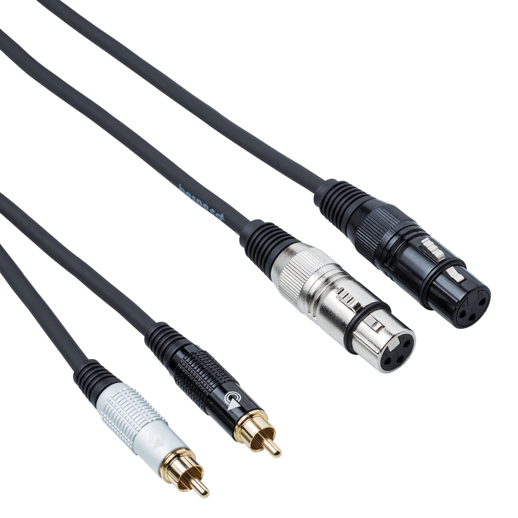 EAY2F2R500 – Cavo interlink serie Eagle Pro doppio canale, realizzato con due connettori maschi RCA e due cannon femmine.