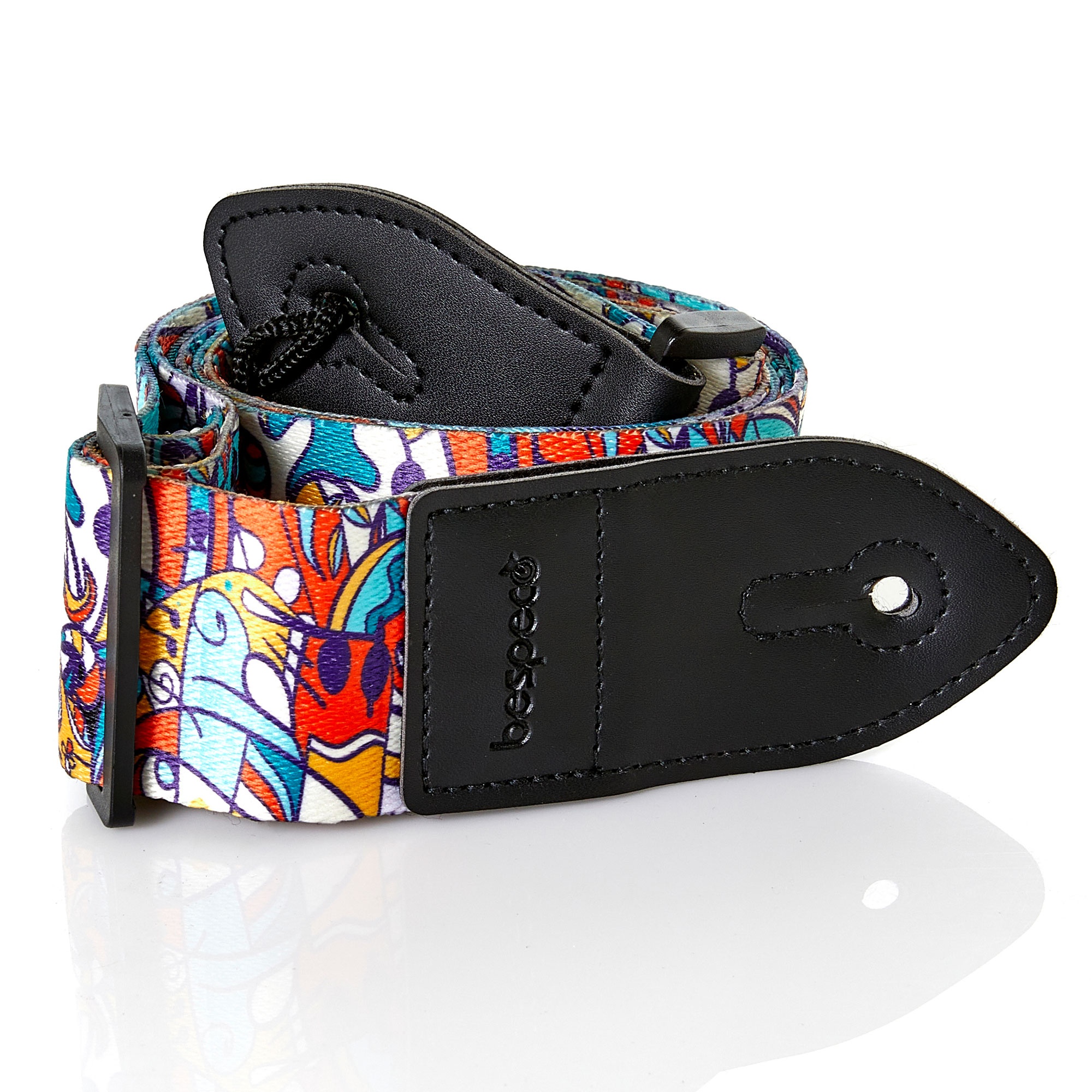 tc2pt-tracolla-chitarra-nylon-rinforzato-bespeco-pattern-terminali-pelle-fibbie-plastica