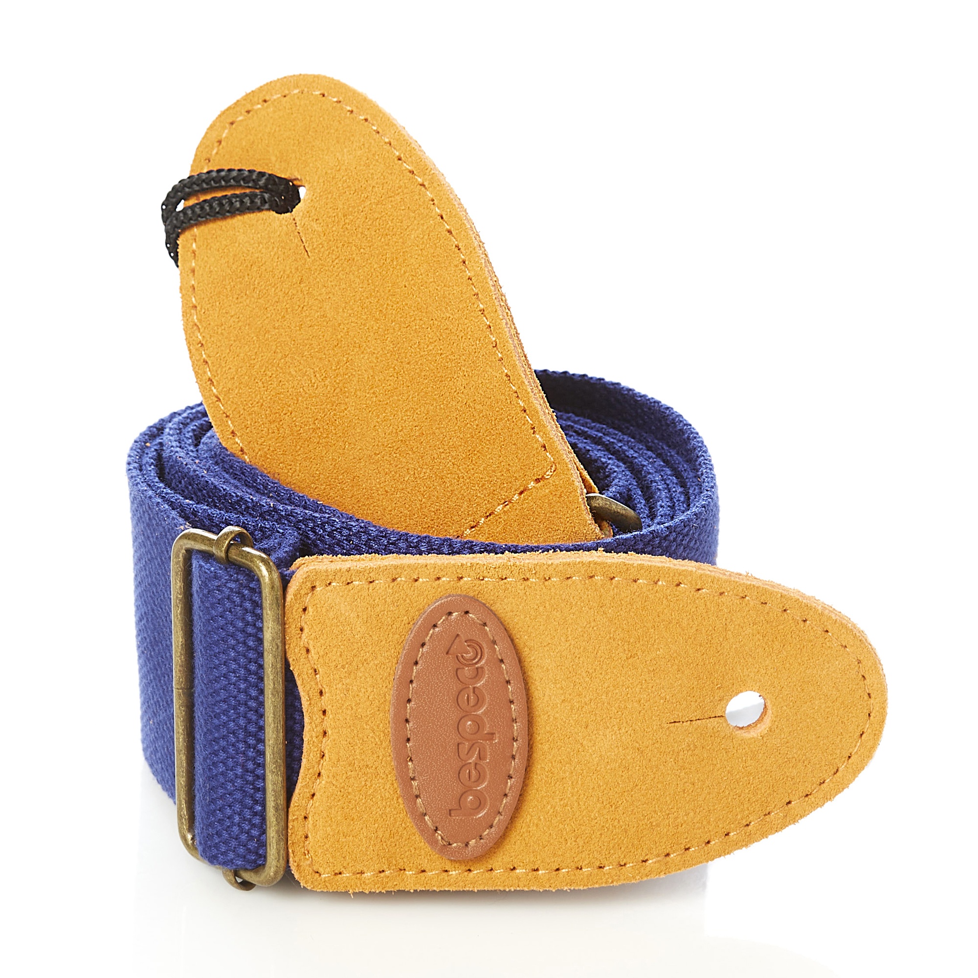 tccba-tracolla-chitarra-cotone-rinforzato-blu-terminali-pelle-scamosciata-fibbie-metallo