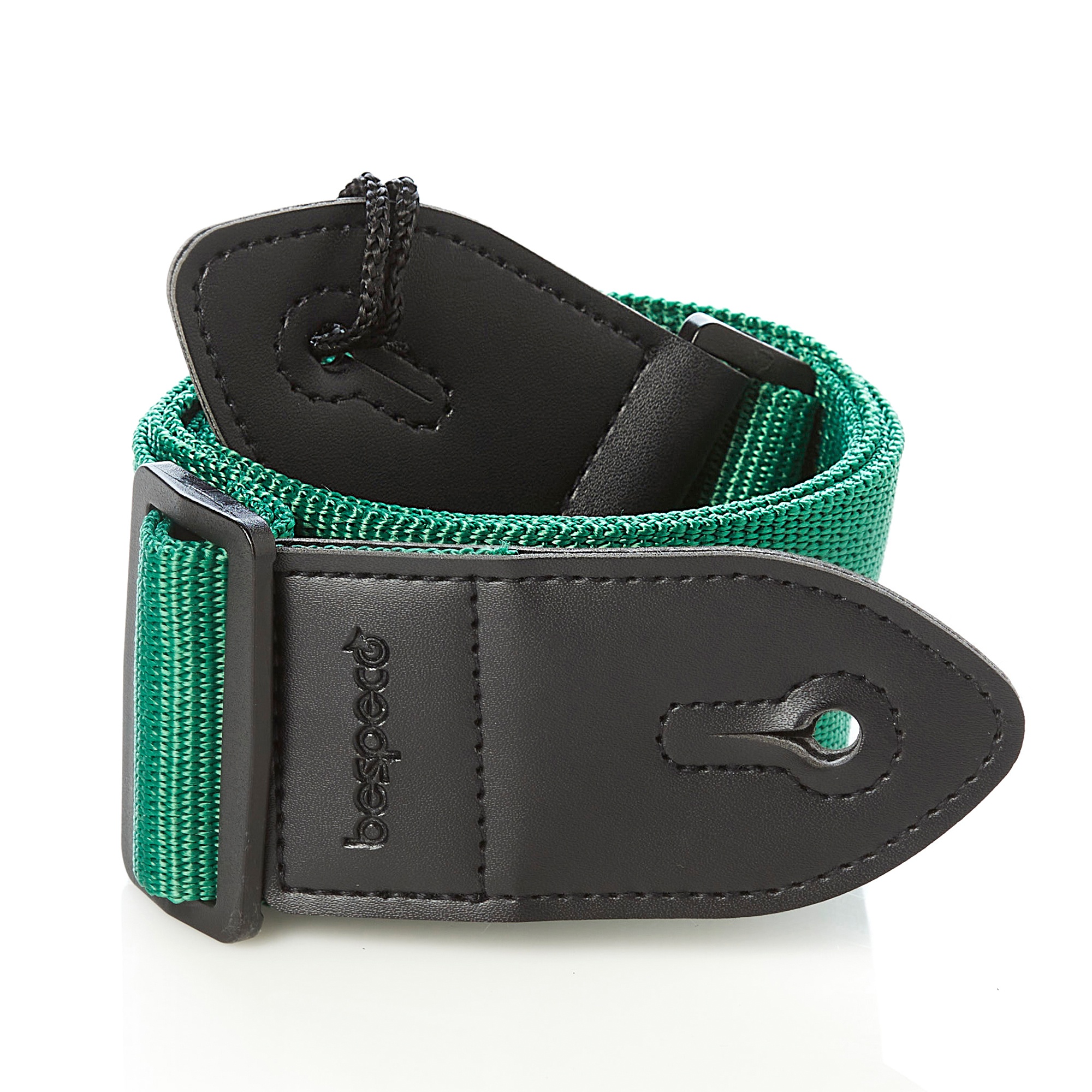 tcnbk-tracolla-chitarra-nylon-rinforzato-colore-verde-terminali-pelle-fibbie-plastica