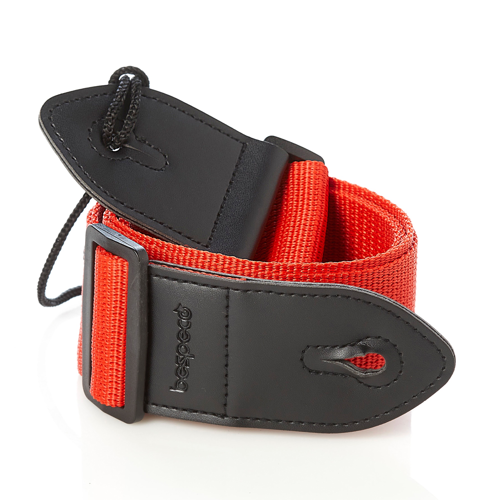 tcnrd-tracolla-chitarra-nylon-rinfozato-colore-rosso-terminali-pelle-fibbie-plastica